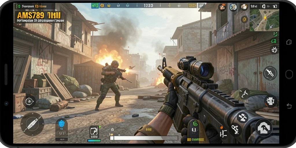 Screenshot gameplay <strong>AMS789</strong> dengan aksi tempur yang intens dan grafis luar biasa.