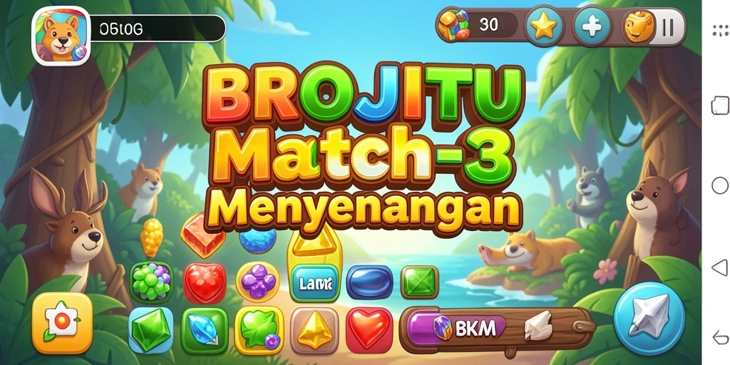 Screenshot gameplay BROJITU yang penuh warna dan menantang.