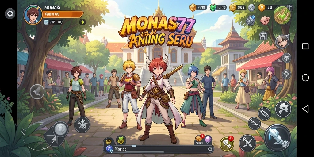 Tangkapan layar gameplay MONAS77 menunjukkan pertempuran epik karakter Anime.