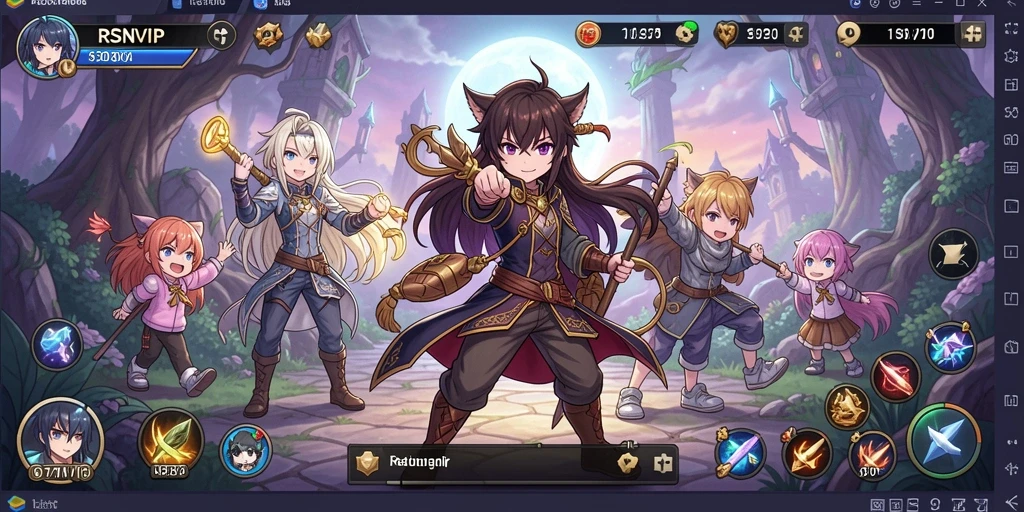 Tampilan gameplay RSNVIP yang memukau dengan aksi karakter anime.