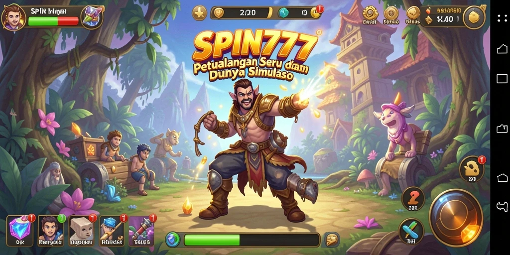 Screenshot utama SPIN777 menampilkan karakter beraksi dalam gameplay Simulation.